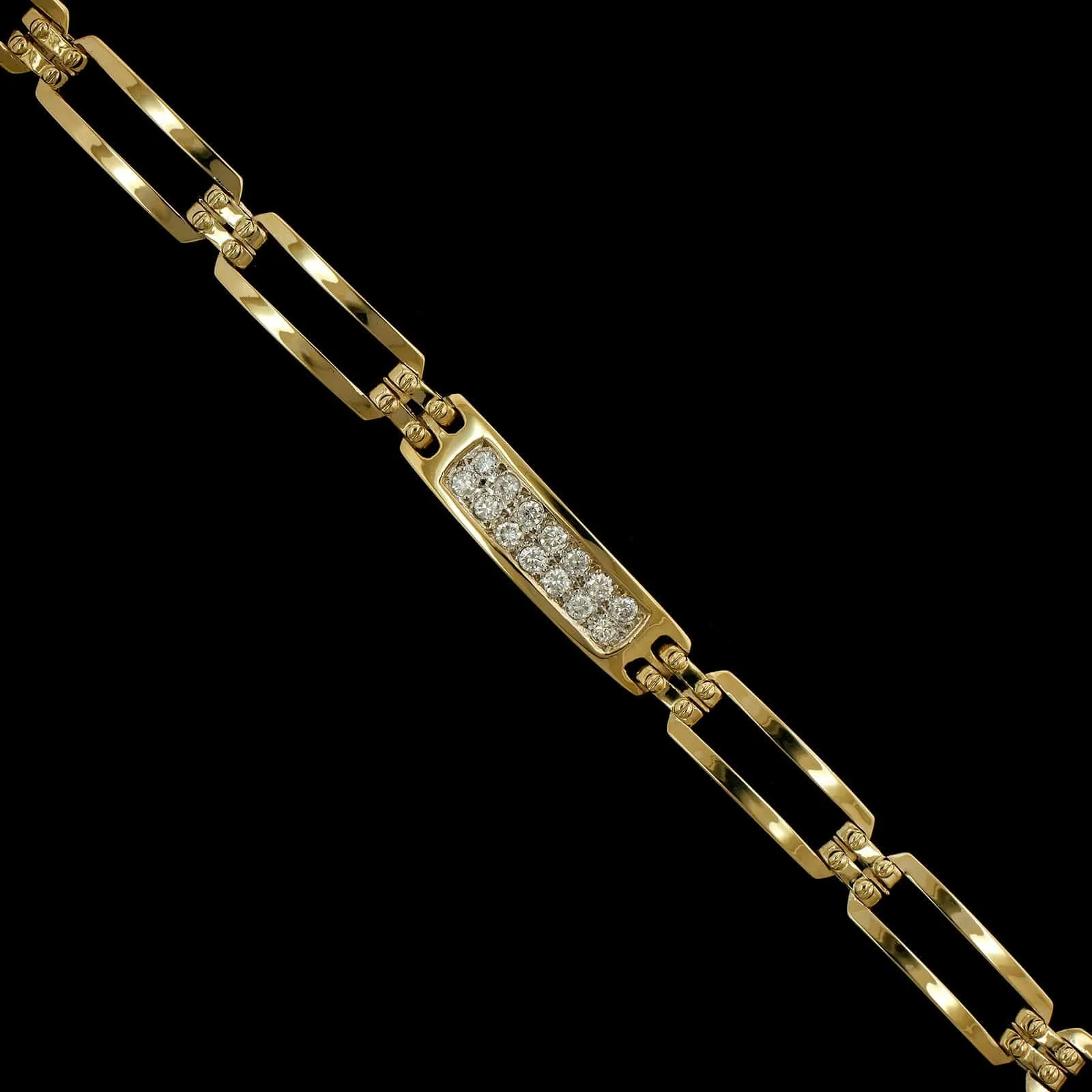 14K Two-tone Estate Diamond ID Bracelet