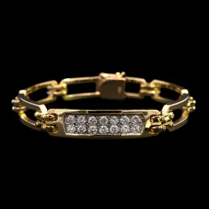 14K Two-tone Estate Diamond ID Bracelet