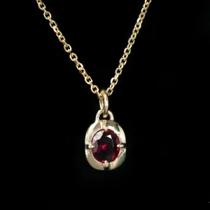 14K Yellow Gold 0.40 Carat Oval Cut Ruby Charm/Pendant