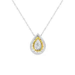 14KWY 42RD0.40CT  DIAMOND TEAR DROP BEAD PENDANT N  (118N404815WY14)