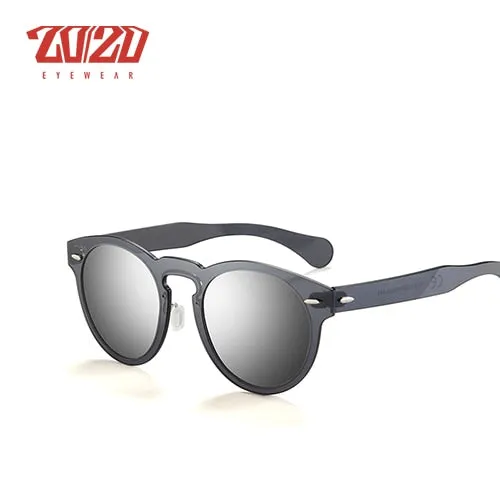 20/20 Full Rim Polarized Unisex Sunglasses Round Flat Lenses Pc1610