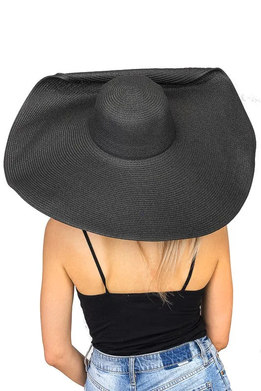 8" Wide Wired Brim Sun Hat in Black