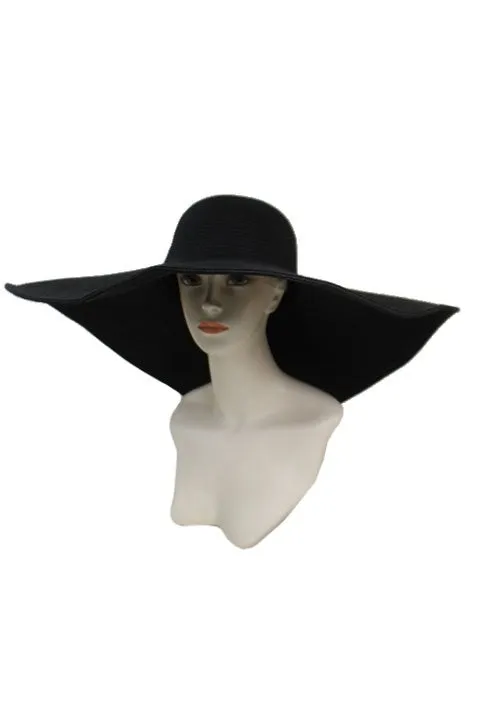 8" Wide Wired Brim Sun Hat in Black