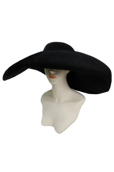 8" Wide Wired Brim Sun Hat in Black