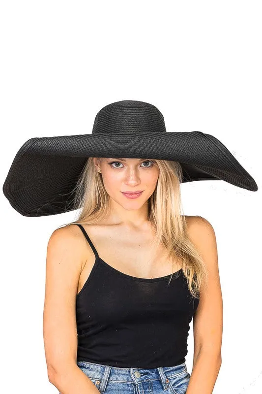 8" Wide Wired Brim Sun Hat in Black