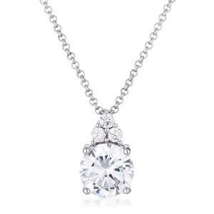 Abigail Clear 9mm Round CZ Pendant Necklace | 3.1ct