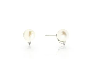 Akoya Pearl and Diamond Stud Earrings