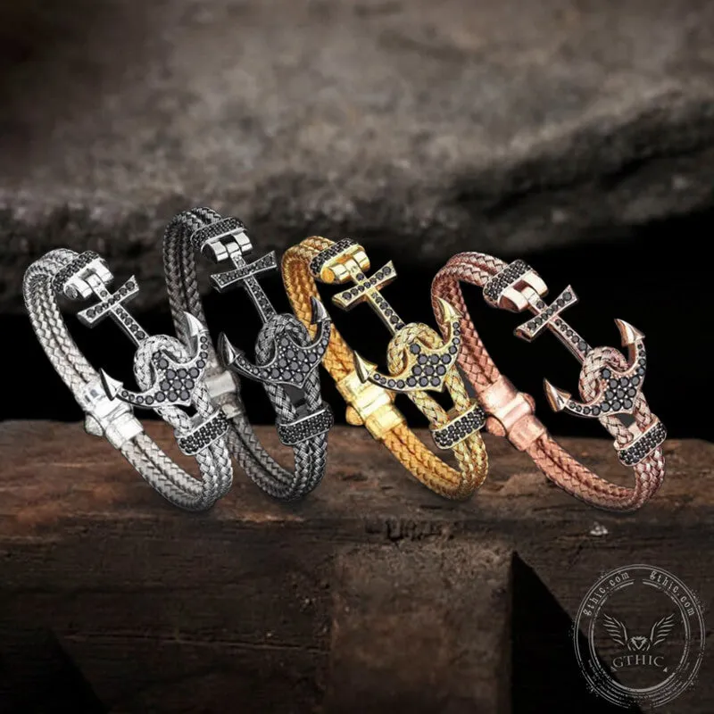 Anchor Design Stainless Steel Braided Bracelet