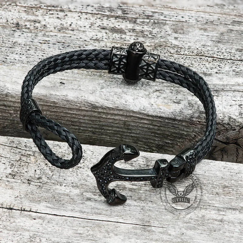 Anchor Design Stainless Steel Braided Bracelet