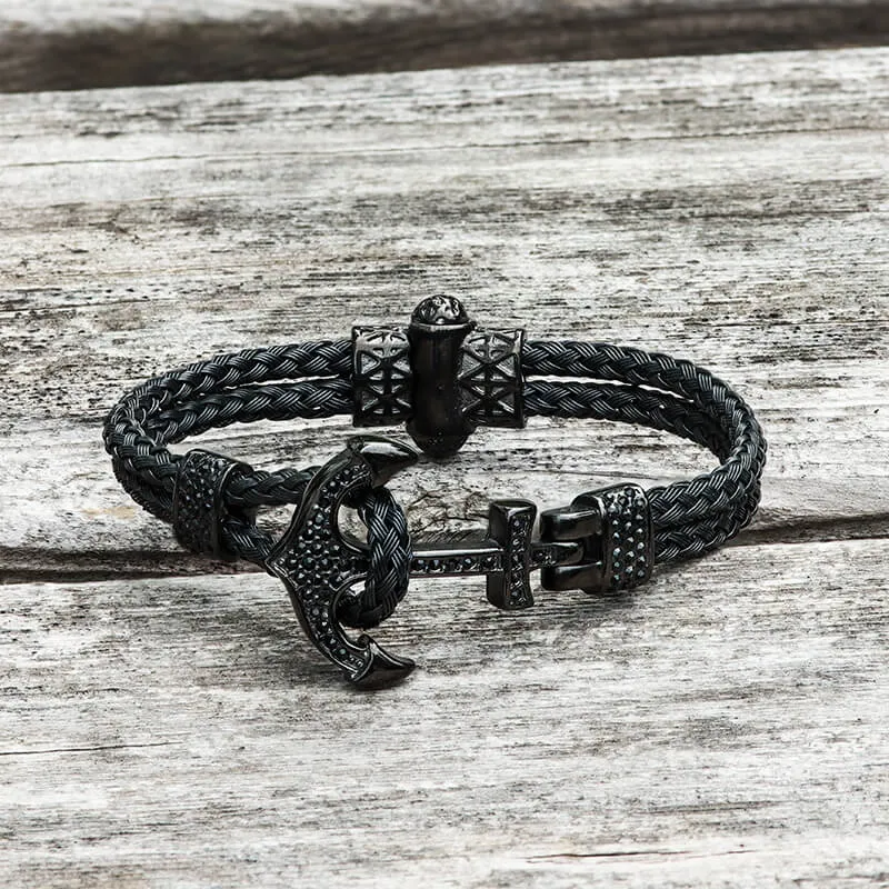 Anchor Design Stainless Steel Braided Bracelet