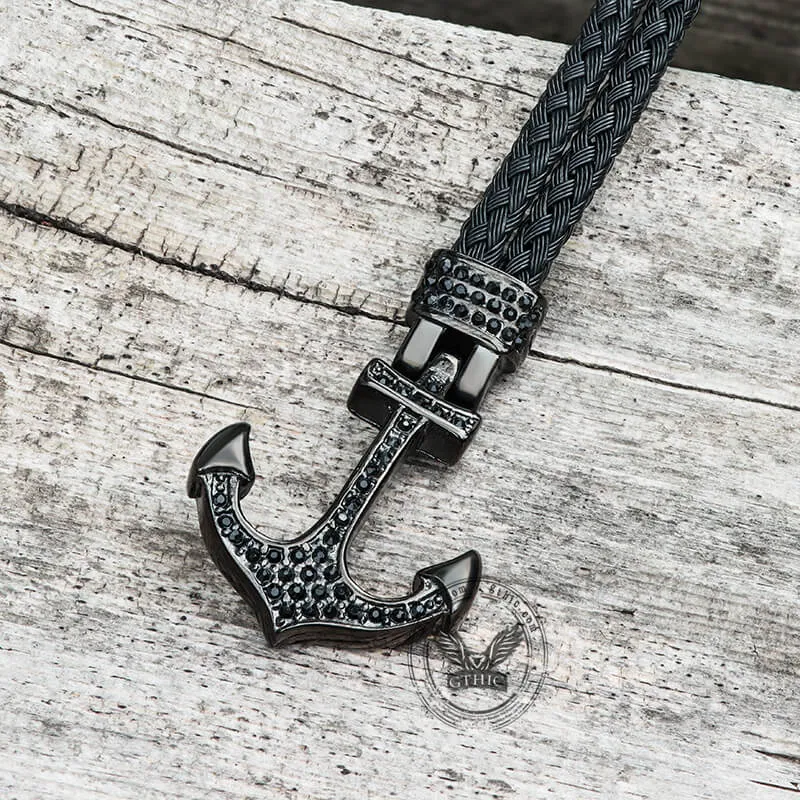 Anchor Design Stainless Steel Braided Bracelet