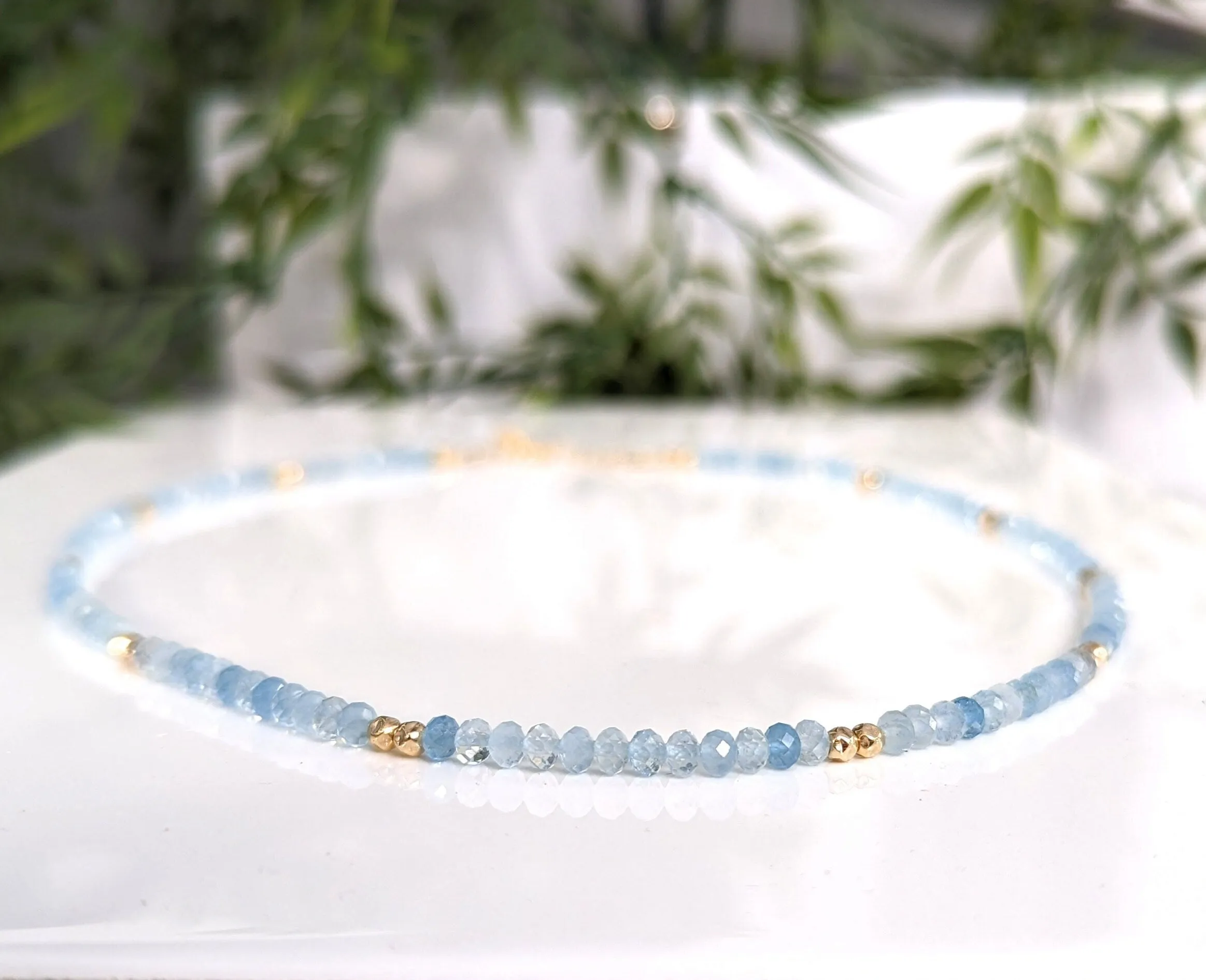 Aquamarine bead necklace