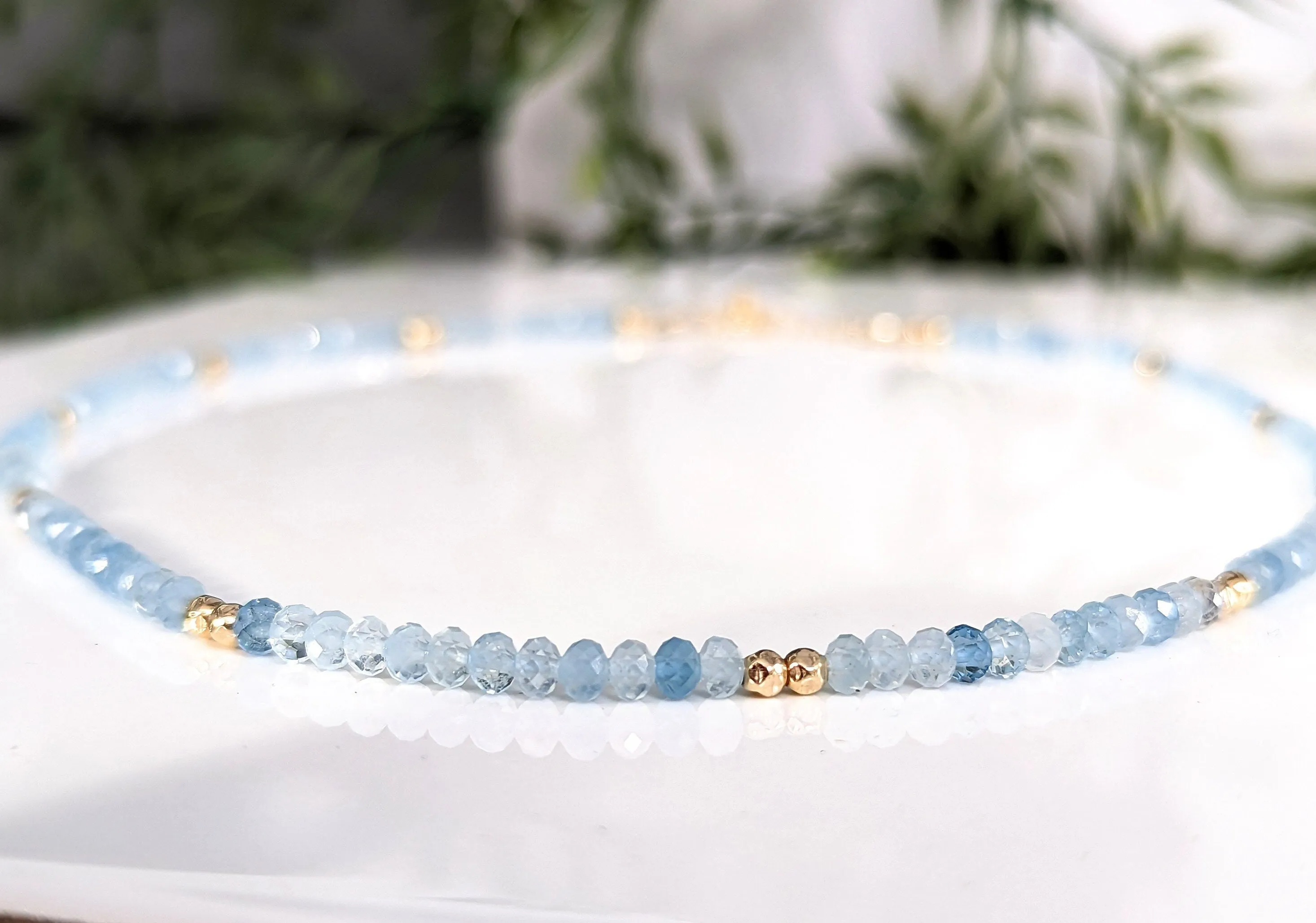 Aquamarine bead necklace