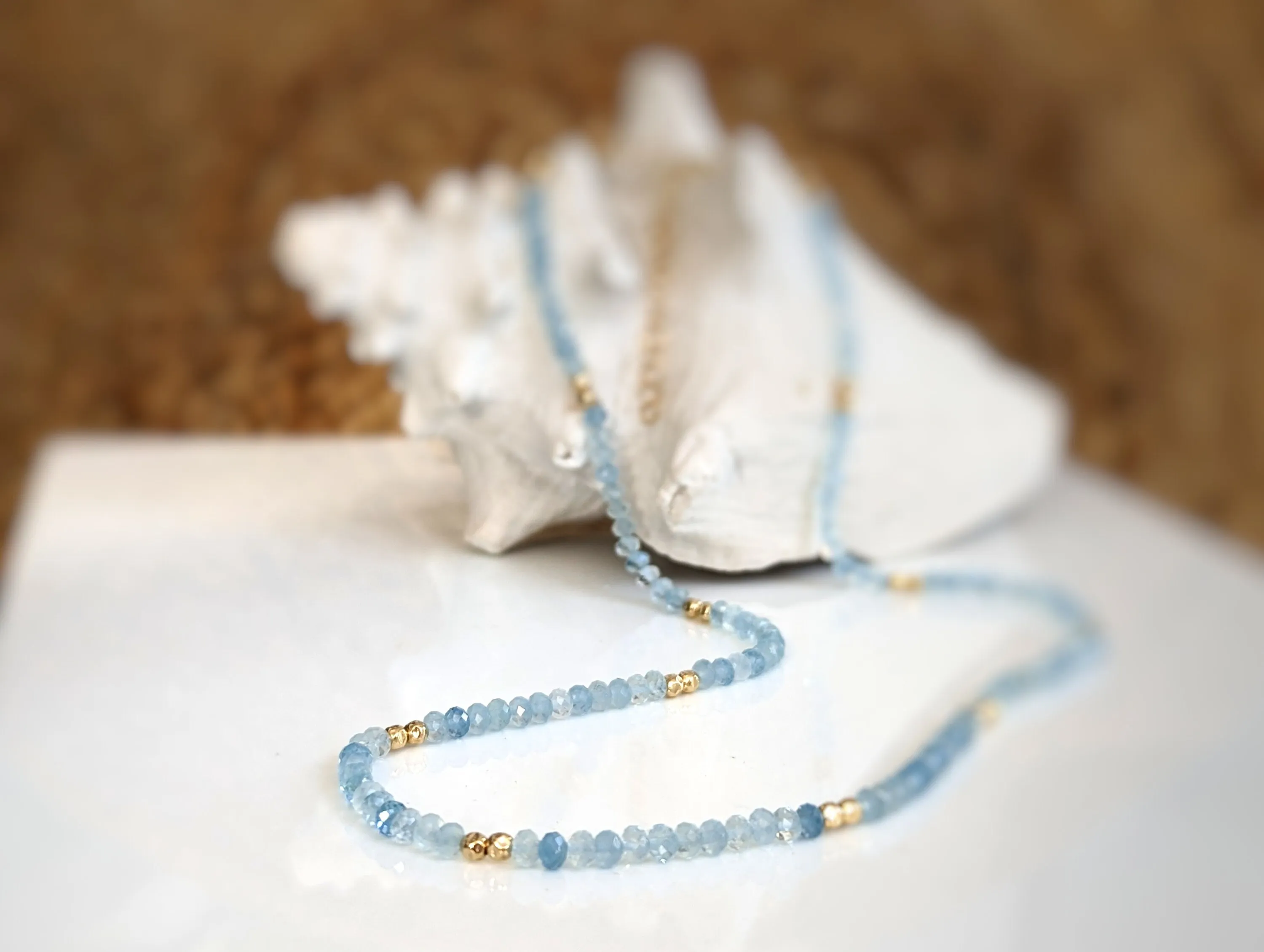 Aquamarine bead necklace