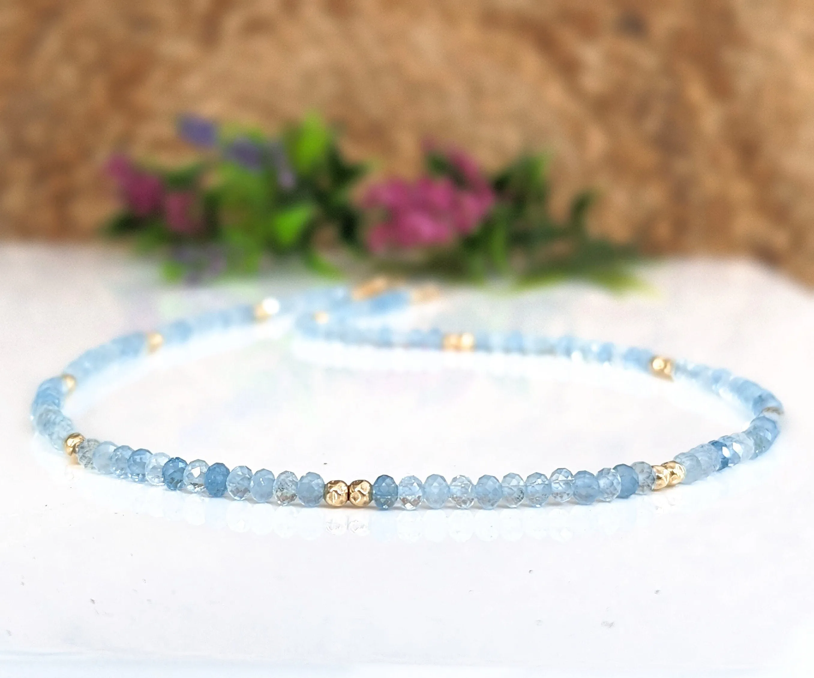 Aquamarine bead necklace