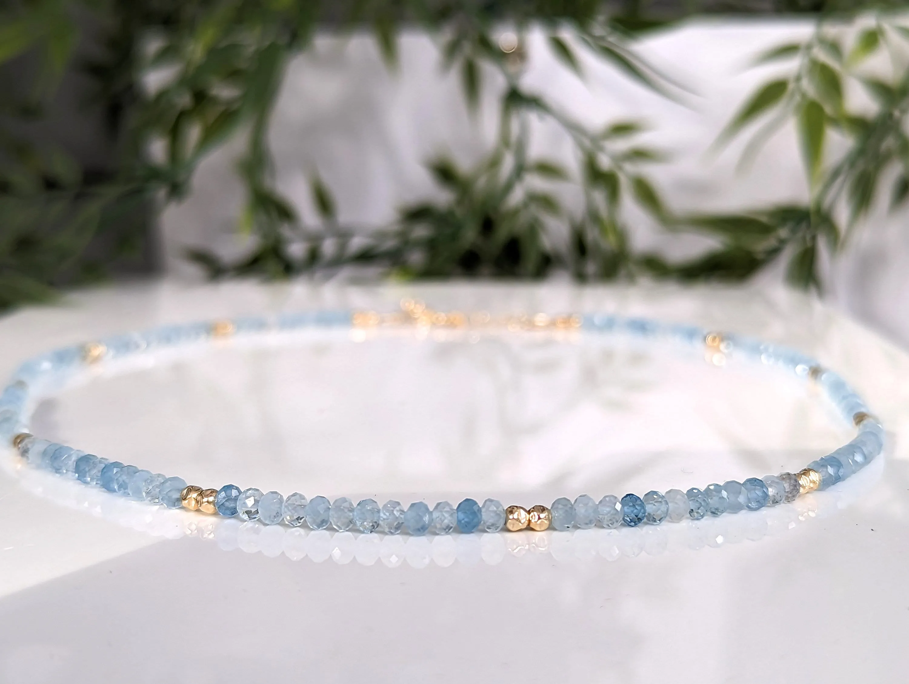 Aquamarine bead necklace