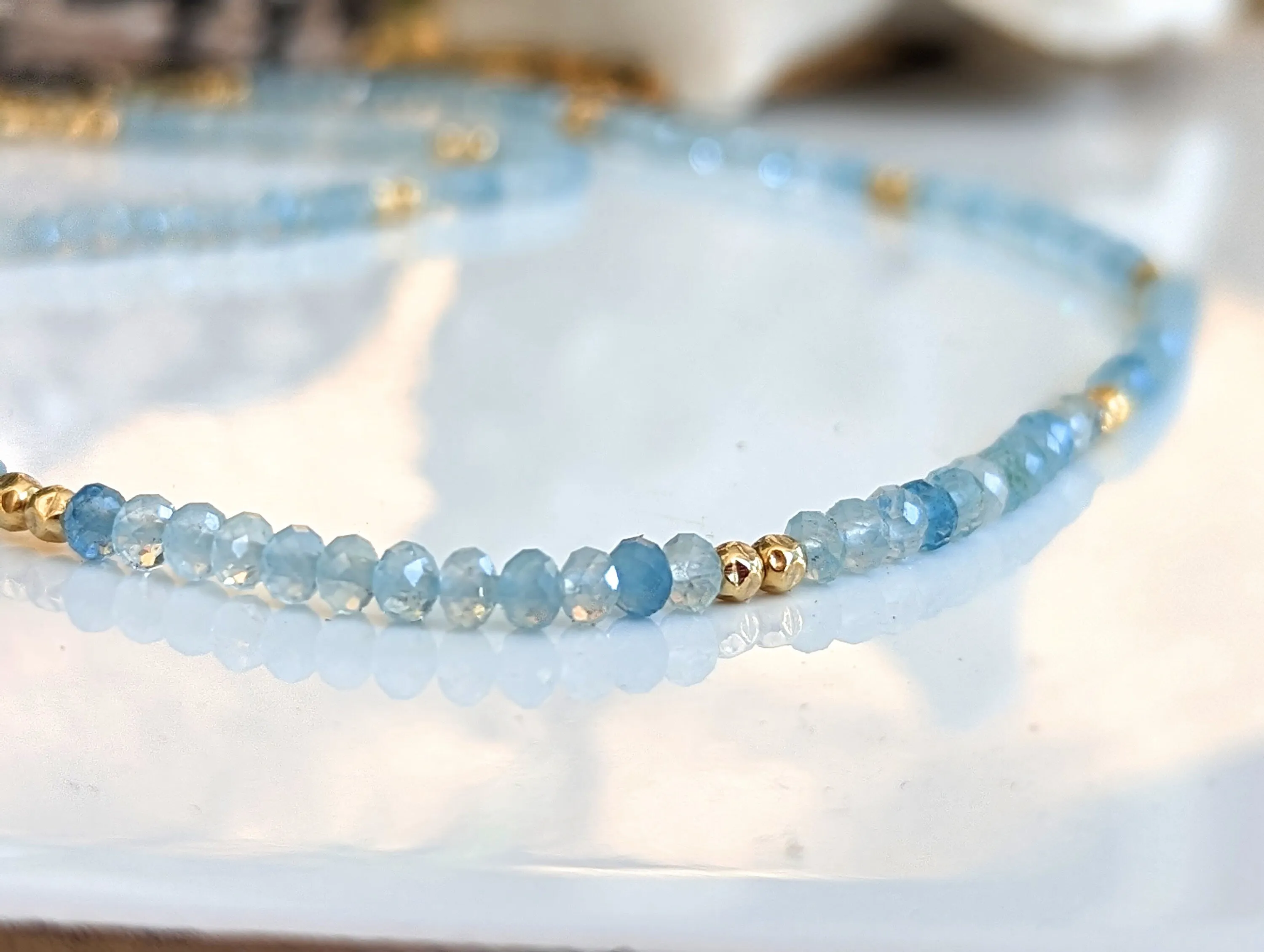 Aquamarine bead necklace