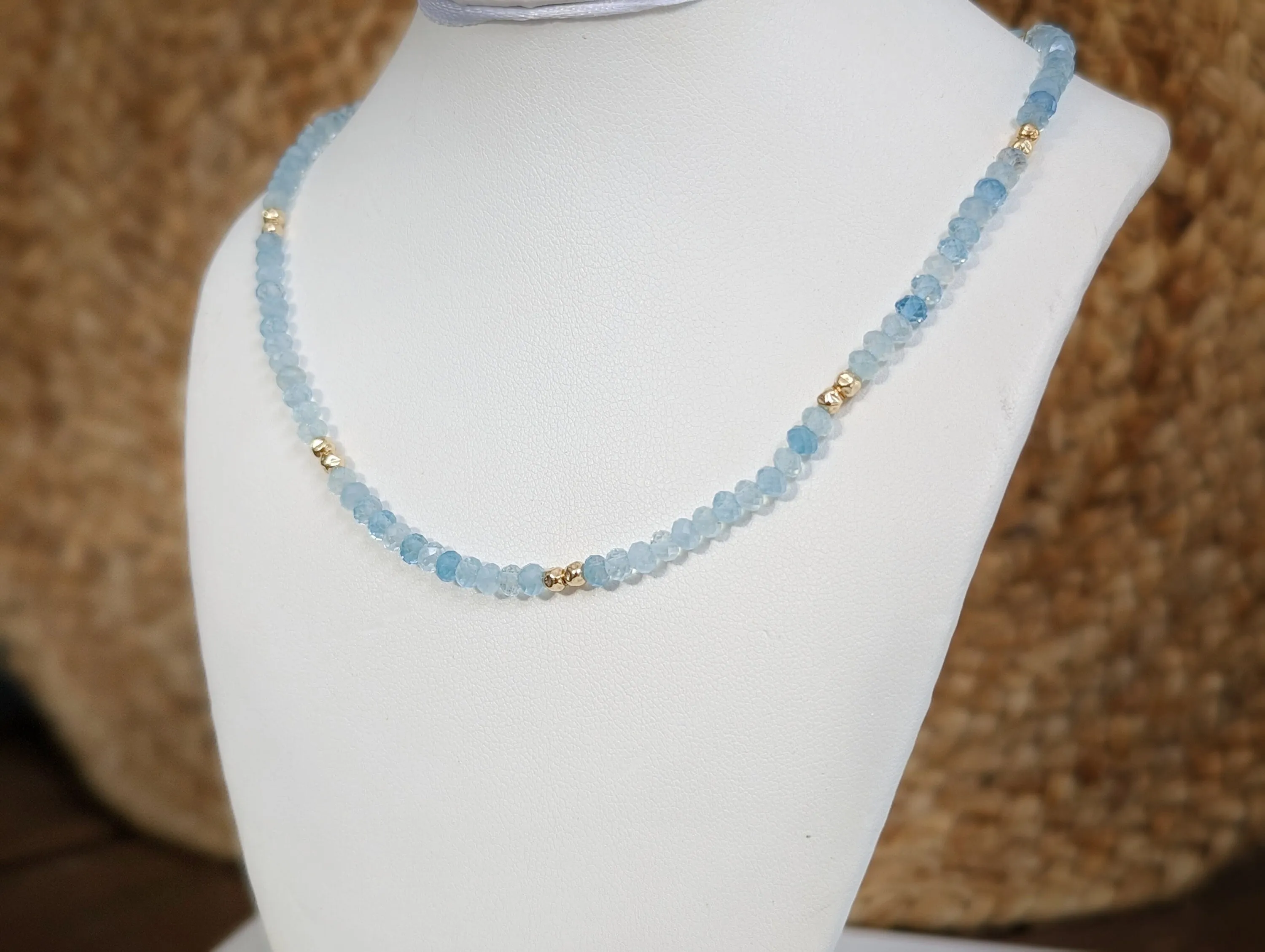 Aquamarine bead necklace