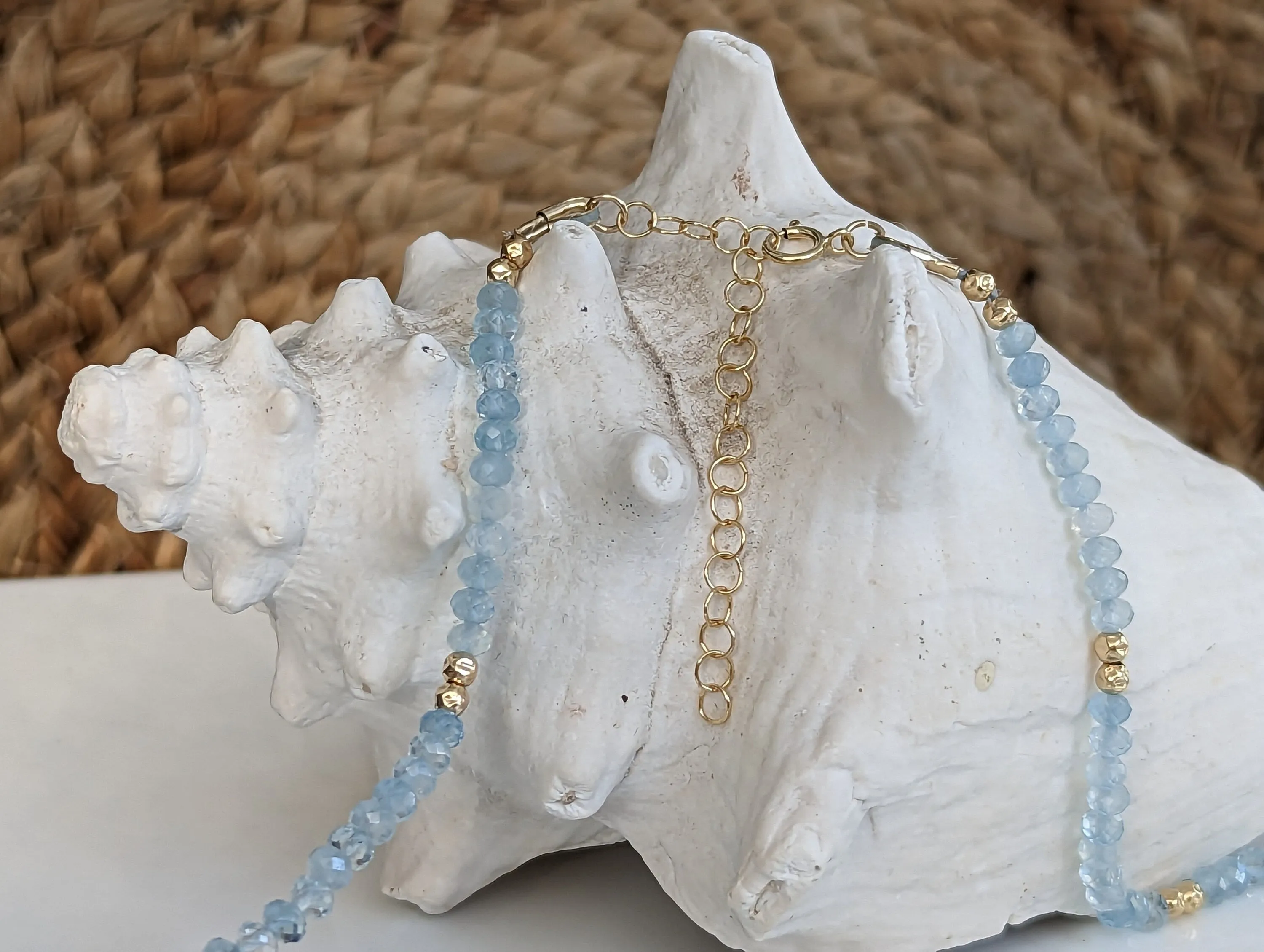 Aquamarine bead necklace