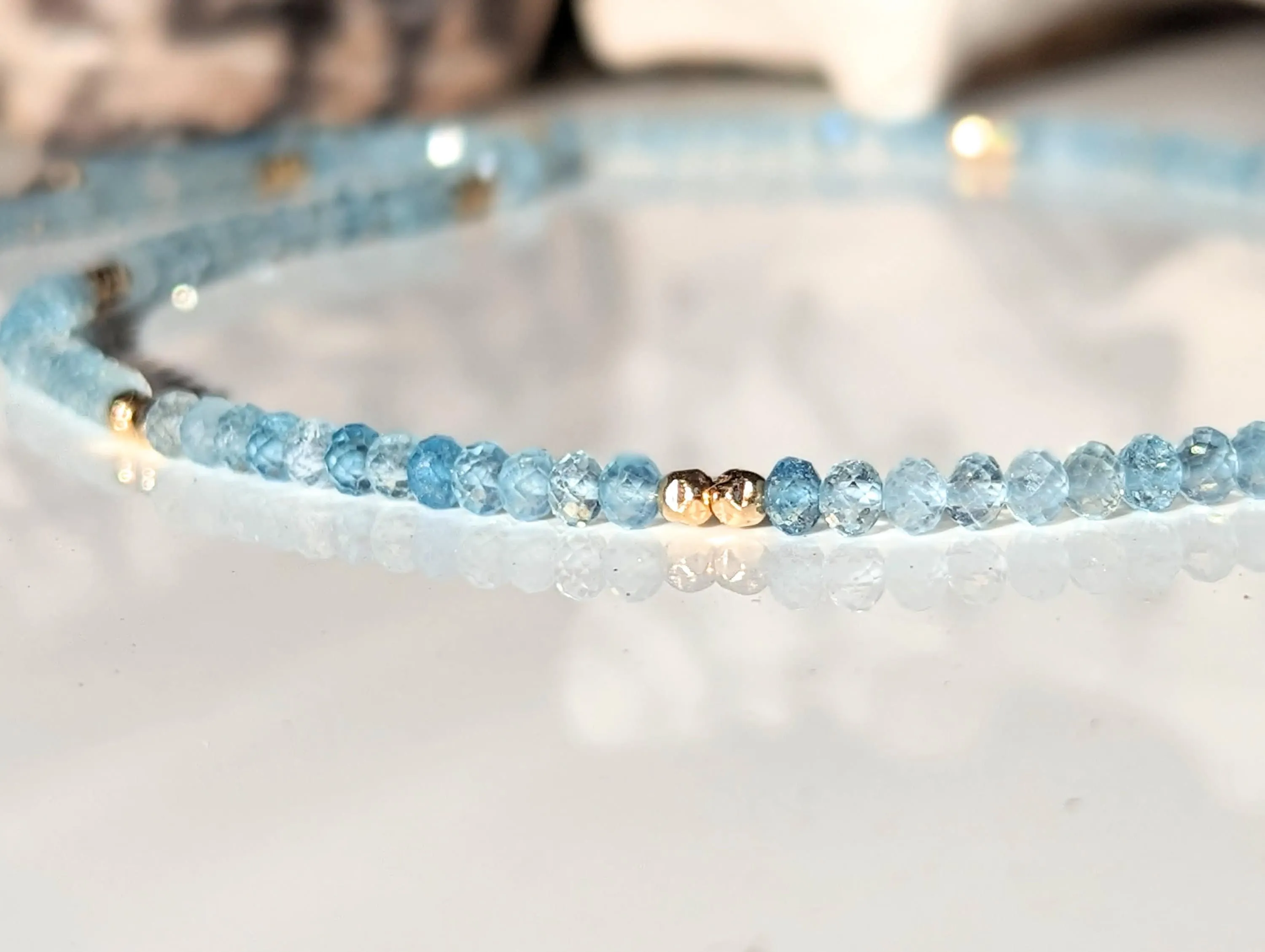 Aquamarine bead necklace