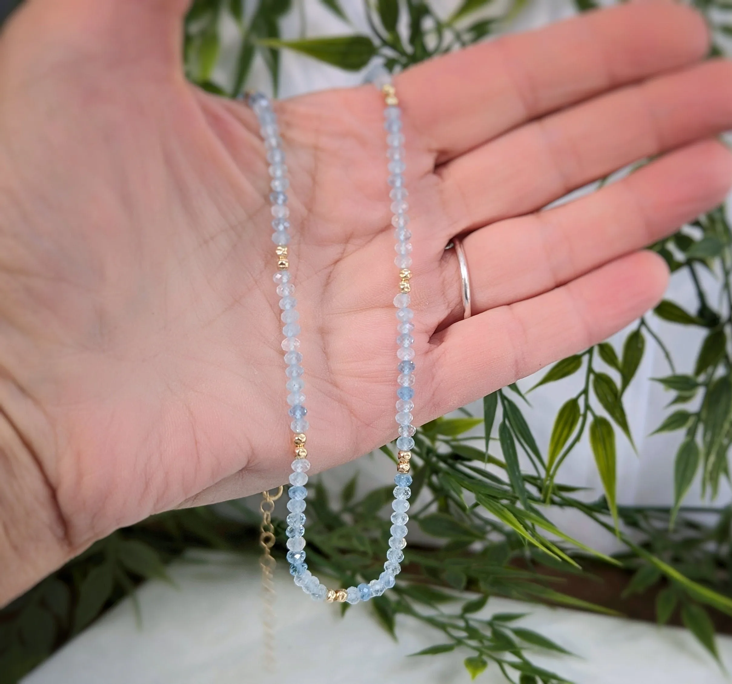 Aquamarine bead necklace