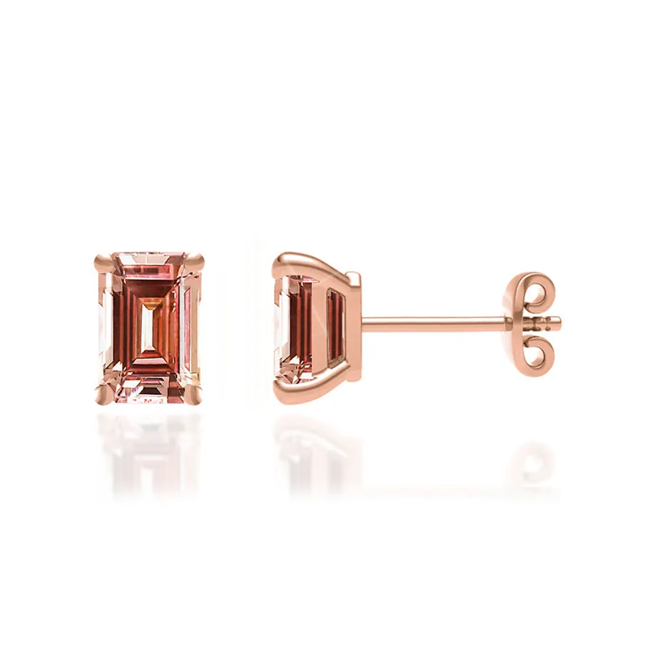 AVIANA - Emerald Champagne Sapphire 18k Rose Gold Stud Earrings