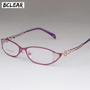 Bclear Women's Glasses Hollow Carved Metal Full Frame Alloy Ultra-Light Eyeglasses S8107