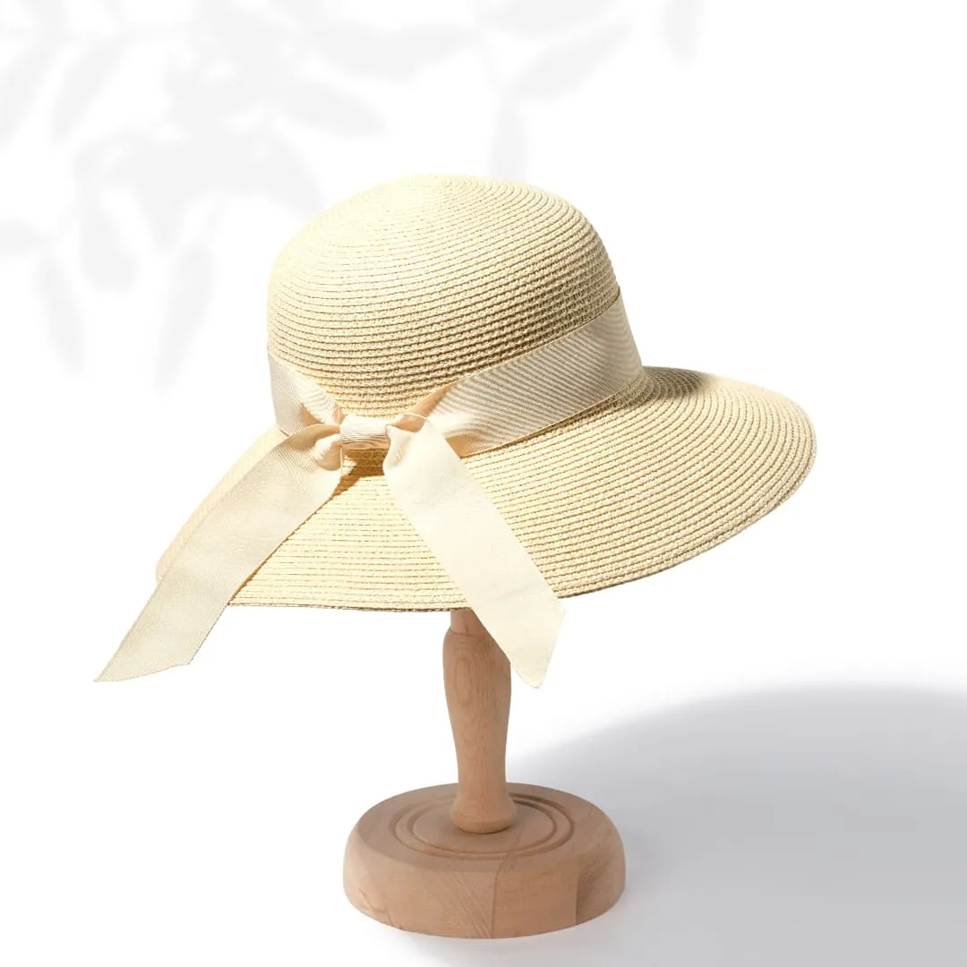 Beach Hats for Women - Panama Straw Sun Hat with Heart Shape Glasses - Summer Fedora Packable Travel Hat UV Protection UPF 50  (Beige) - FUNCREDIBLE