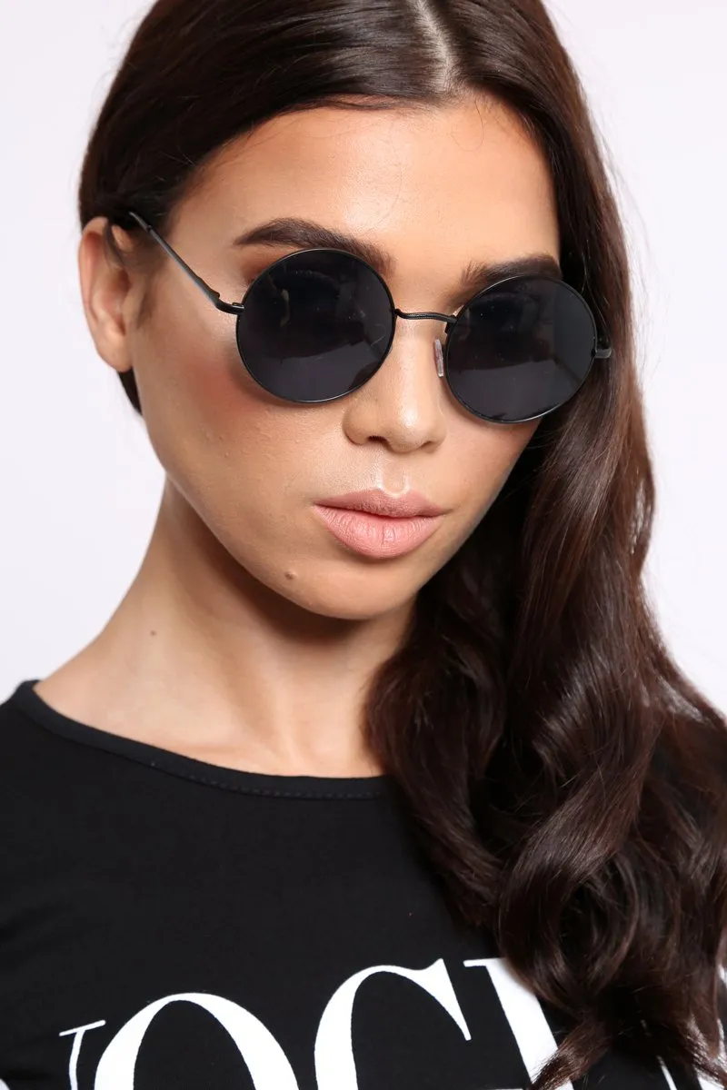 Black Round Nose Bridge 90's Sunglasses - Calyn