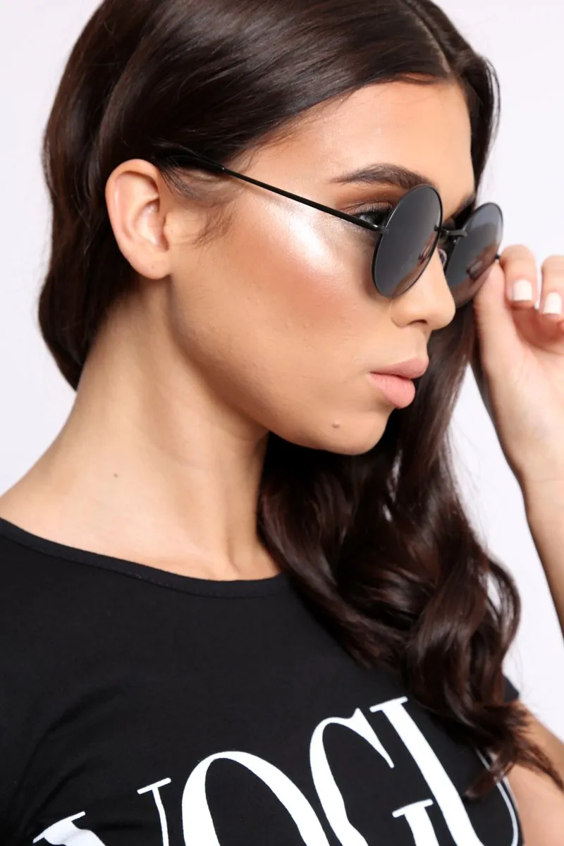 Black Round Nose Bridge 90's Sunglasses - Calyn