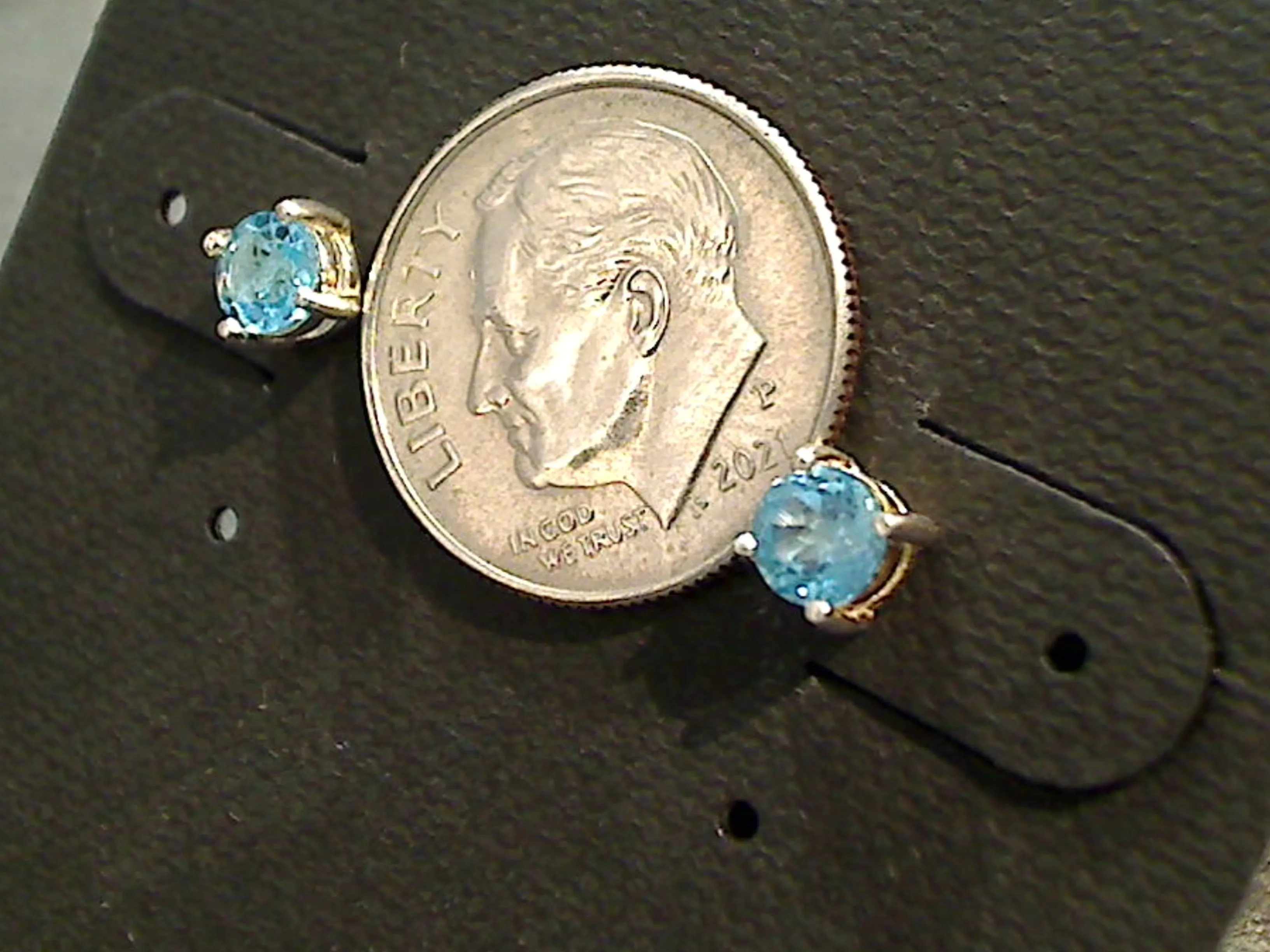 Blue Topaz, Sterling Silver Small 4MM Stud Earrings