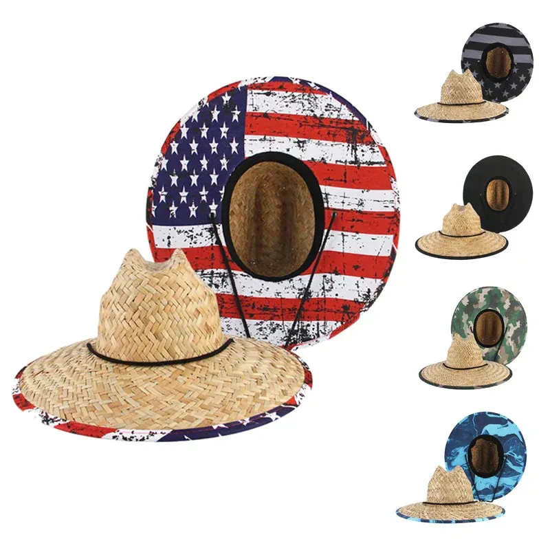 Boho Style Lifeguard Straw Sun Hat Women's Beach Fashion Accessory