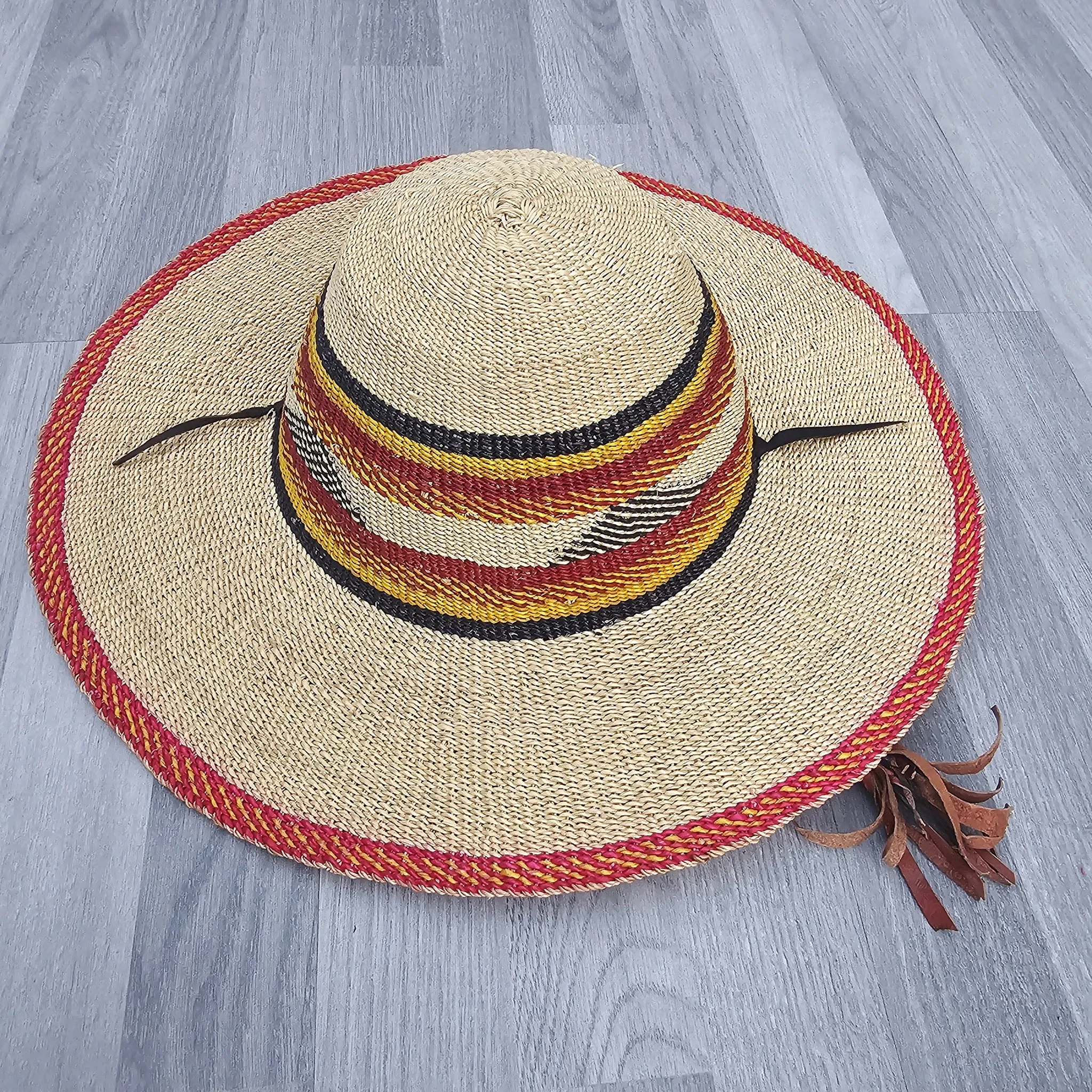 Bolga Hat - African Straw Hat - Straw Sun Hat - BH3