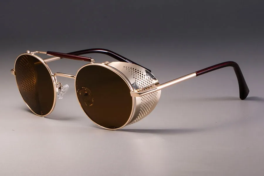 CCspace Unisex Full Rim Round Alloy Frame Steampunk Sunglasses ZML14