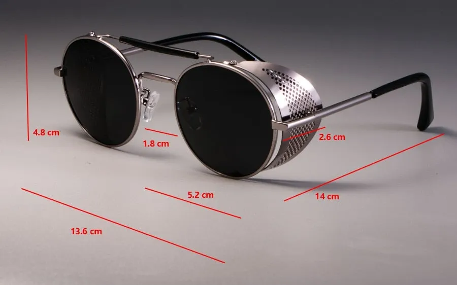 CCspace Unisex Full Rim Round Alloy Frame Steampunk Sunglasses ZML14