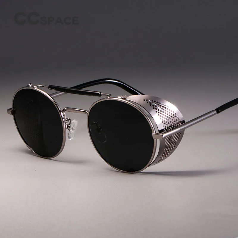 CCspace Unisex Full Rim Round Alloy Frame Steampunk Sunglasses ZML14