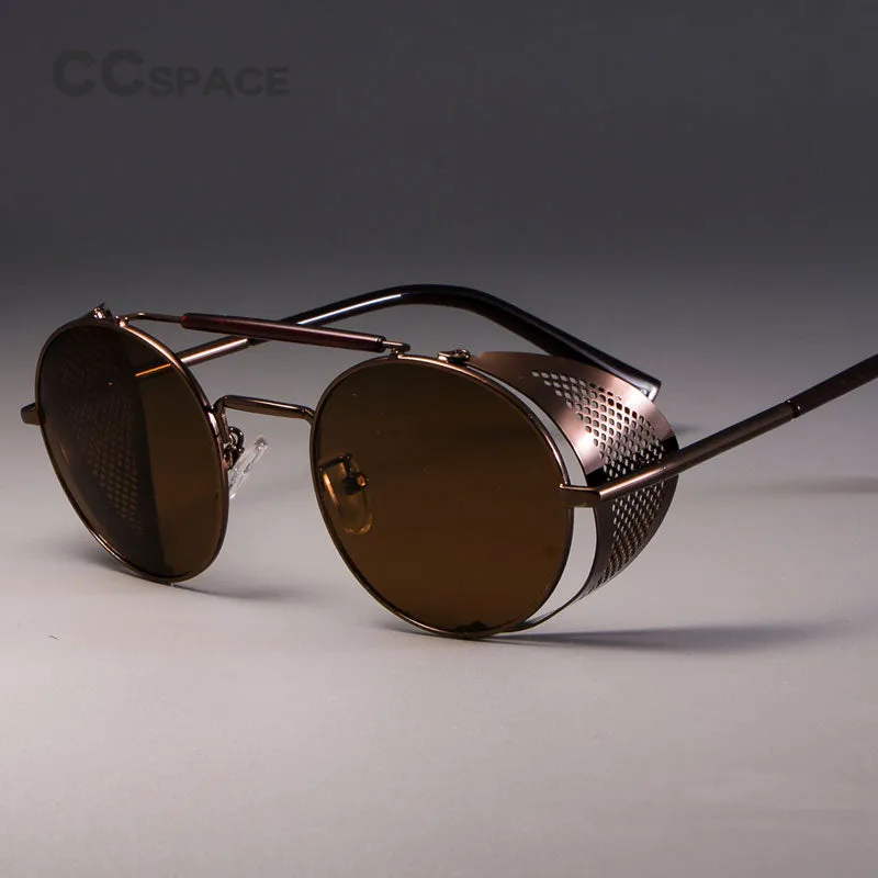 CCspace Unisex Full Rim Round Alloy Frame Steampunk Sunglasses ZML14