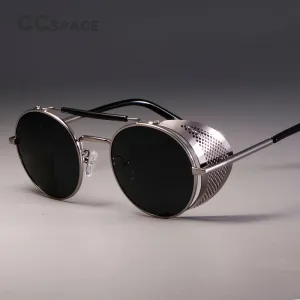 CCspace Unisex Full Rim Round Alloy Frame Steampunk Sunglasses ZML14