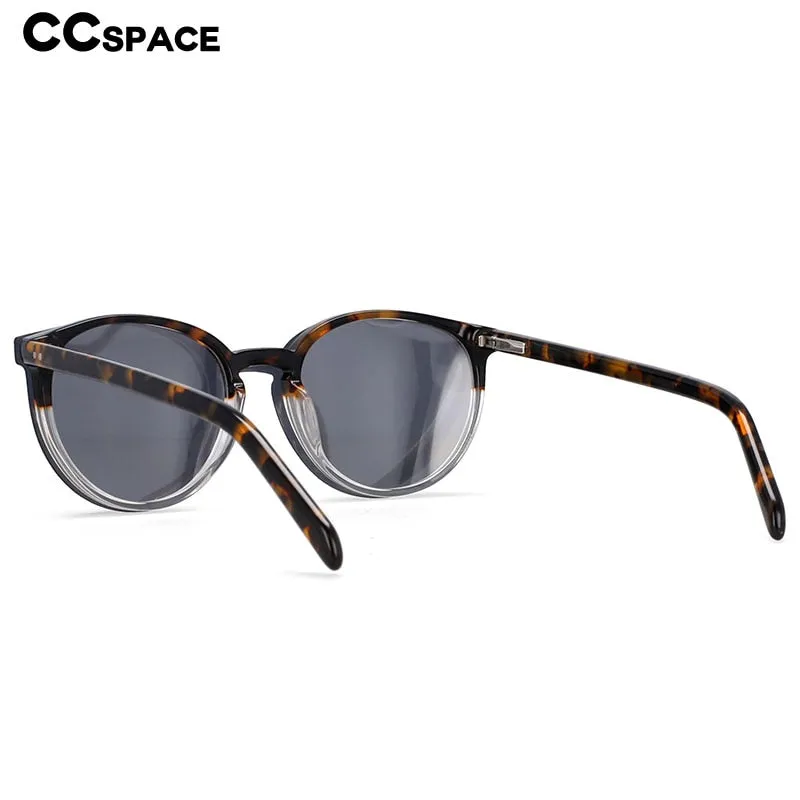 CCspace Unisex Full Rim Round Cat Eye Acetate Frame Eyeglasses Clip On Sunglasses 54331