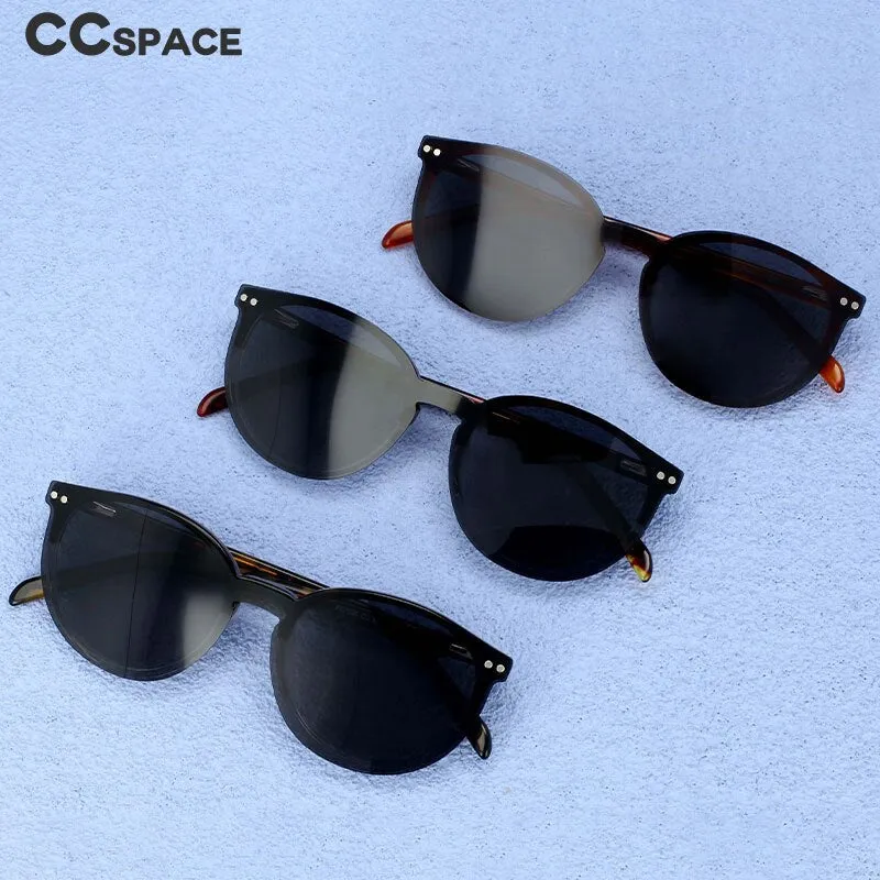 CCspace Unisex Full Rim Round Cat Eye Acetate Frame Eyeglasses Clip On Sunglasses 54331