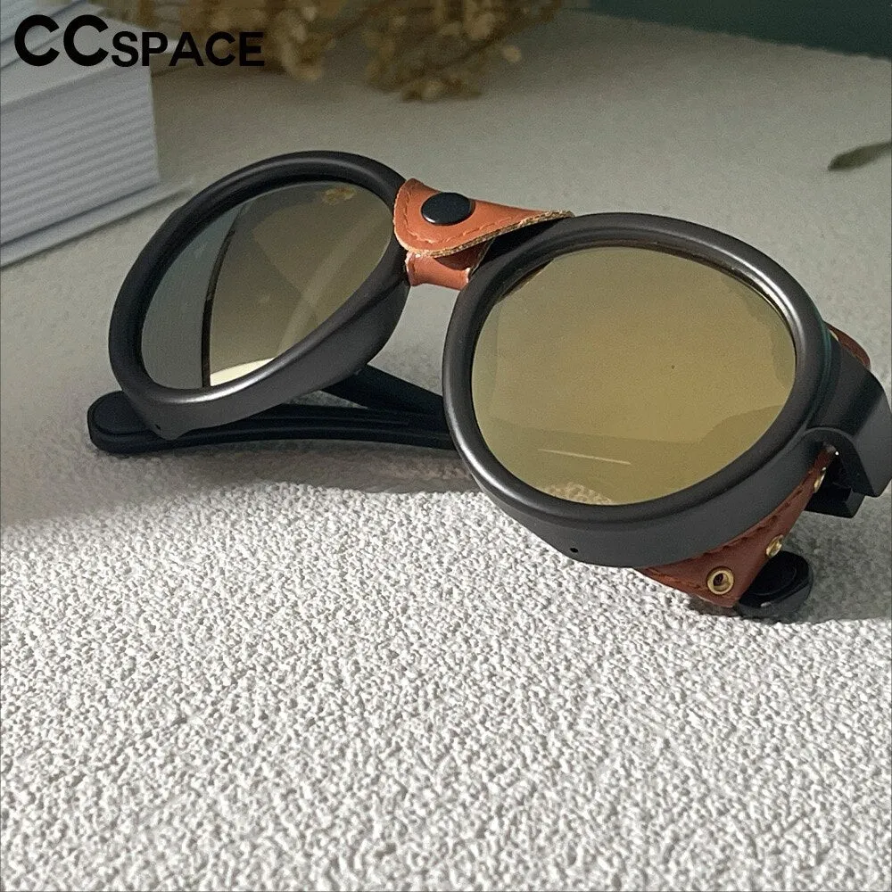 CCspace Unisex Full Rim Round Steampunk Resin Frame Sunglasses 46311