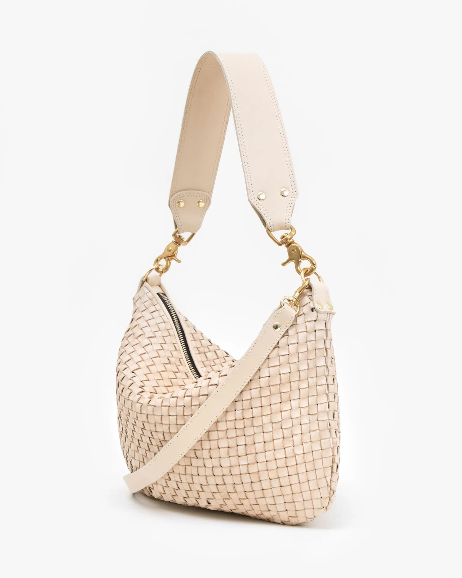 Clare V. - Moyen Messenger in Cream Woven Checker