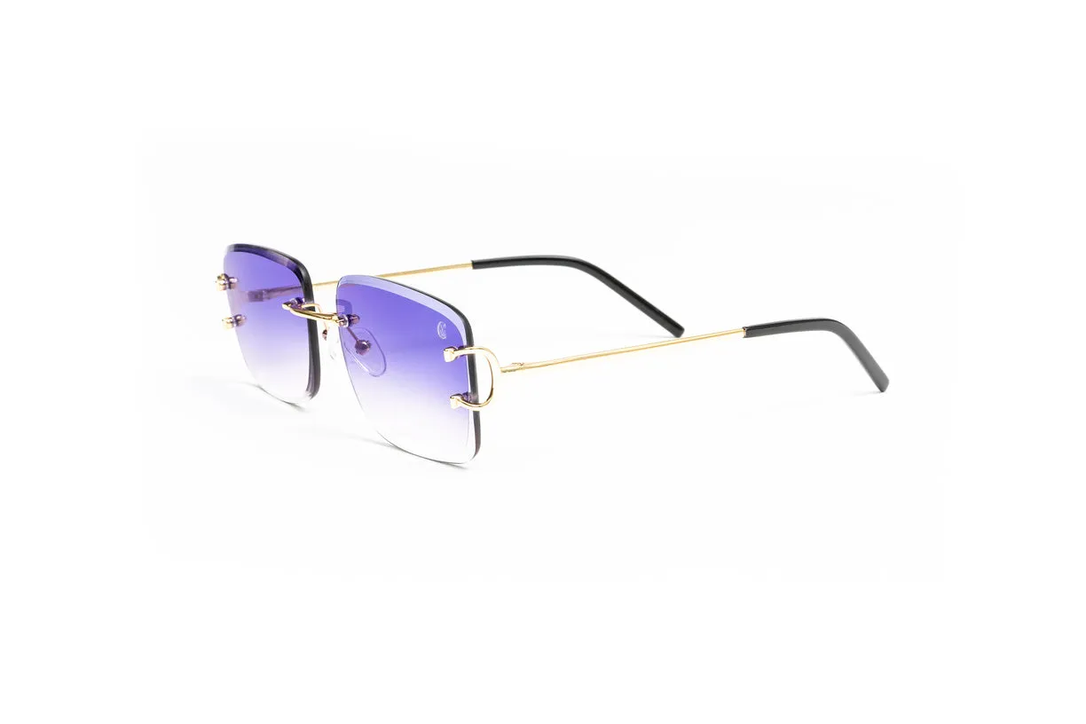 CLASSIC C 18KT Gold Rimless Sunglasses, Gradient Purple Lenses