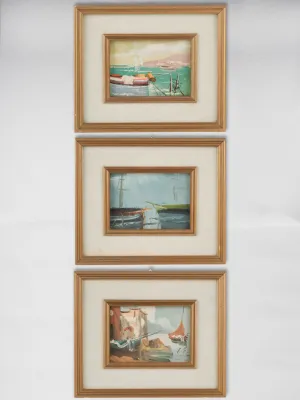 Collection of three vintage coastal landscape paintings 12¼" x 14½"