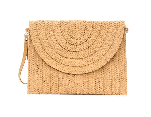 Convertible Straw Foldover Clutch