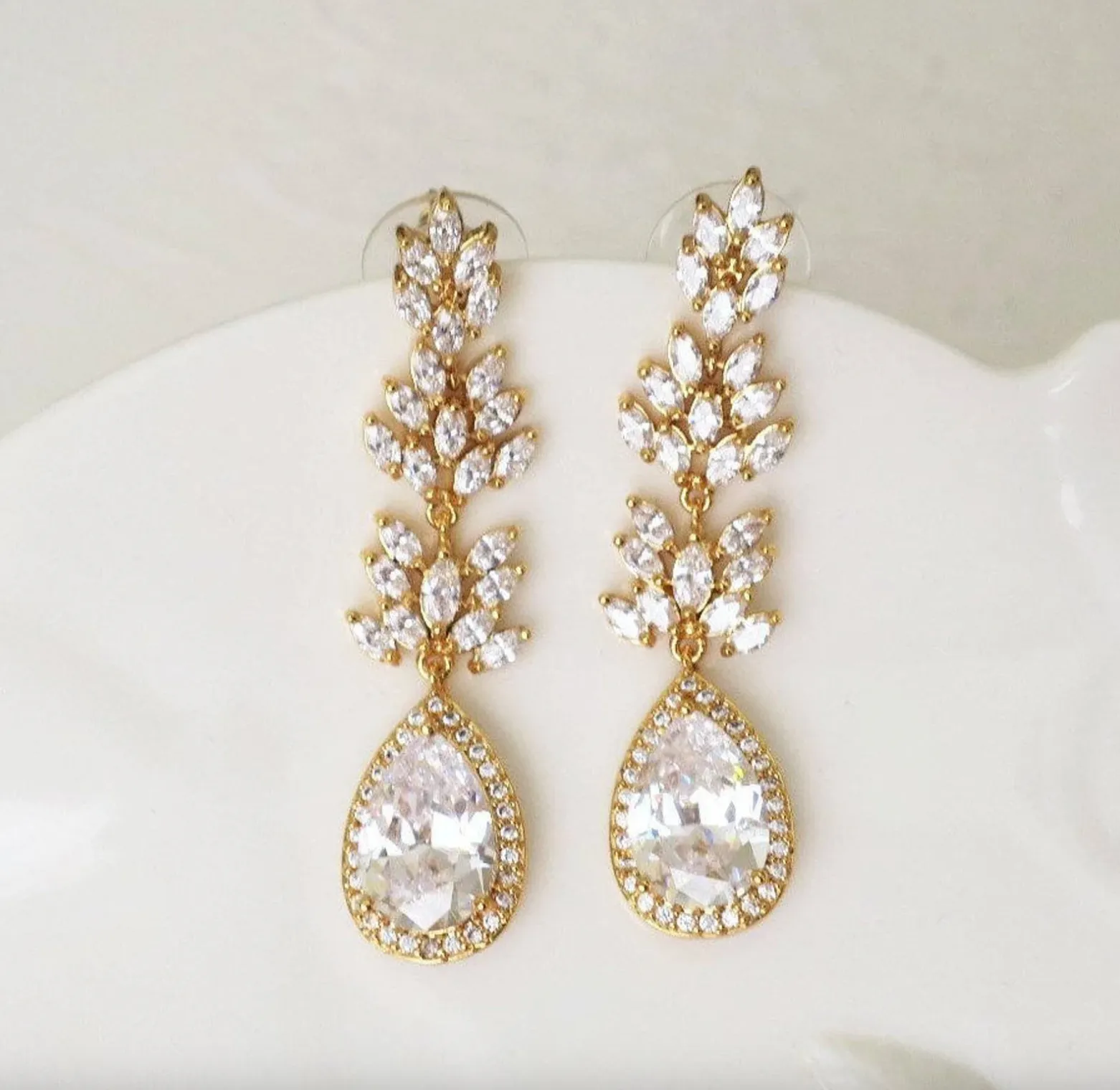 CZ Drop Bridal Earrings