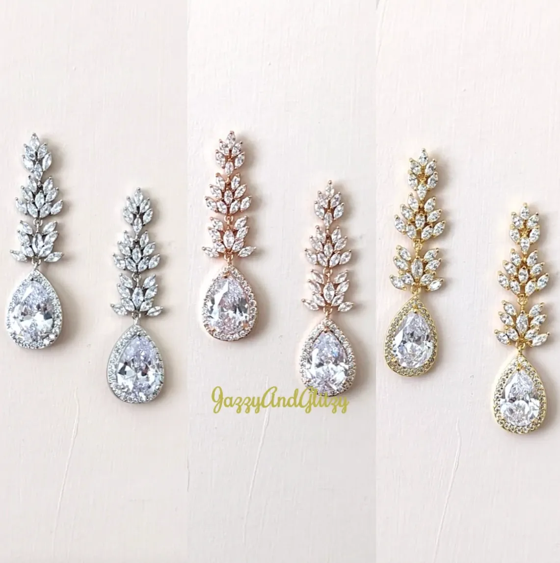 CZ Drop Bridal Earrings