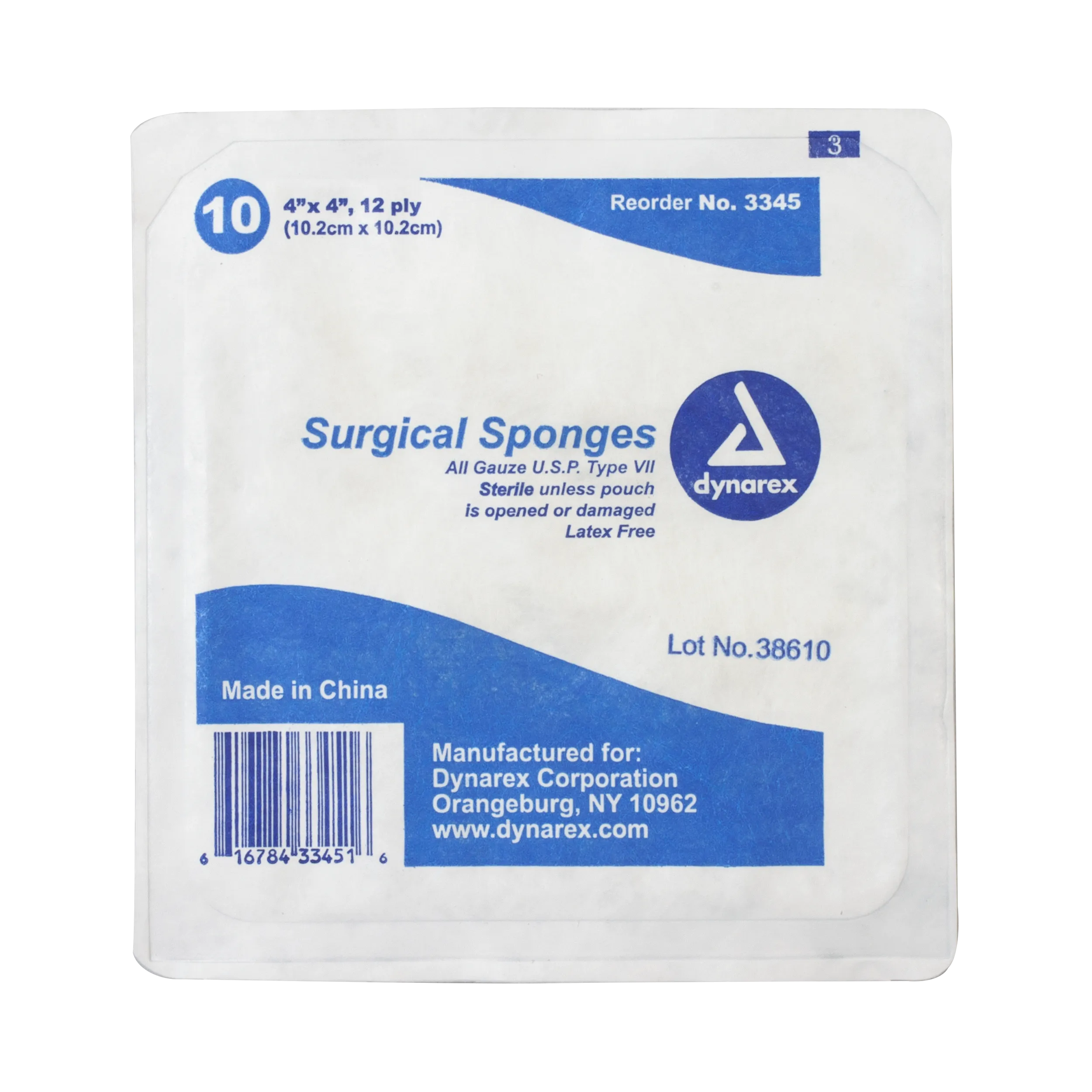 Dynarex - Sterile Surgical Gauze Sponge 10's 4"x 4" 12 Ply