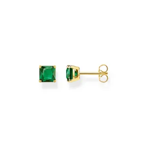 Ear studs green stone gold