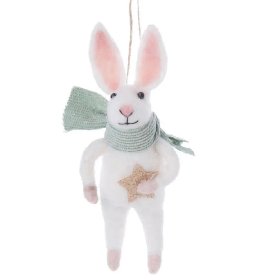 Felt Winter White Bunny Ornament